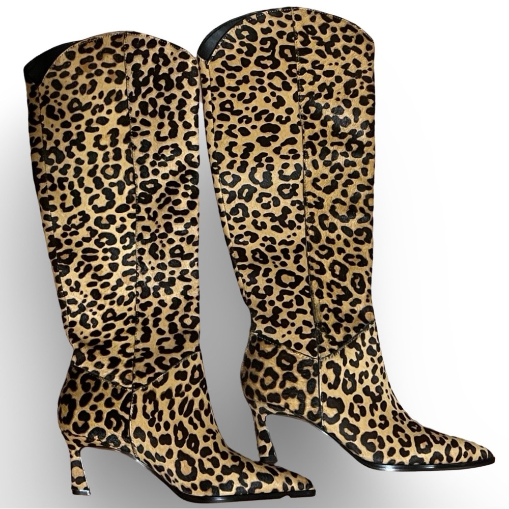 Steve Madden Leopard Print Heeled Boots - Picture 7 of 8